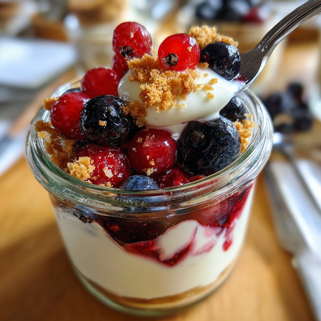 Frühstück im Glas mit Skyr und Beeren