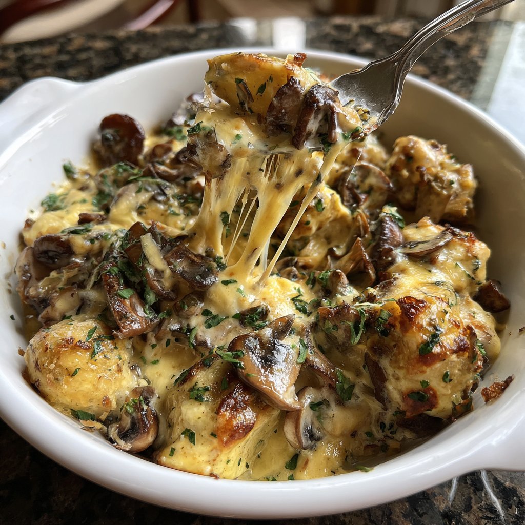 Abendessen mit cremiger Pilzpfanne