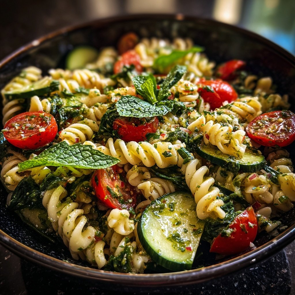 Mediterraner Nudelsalat Mit Spinat