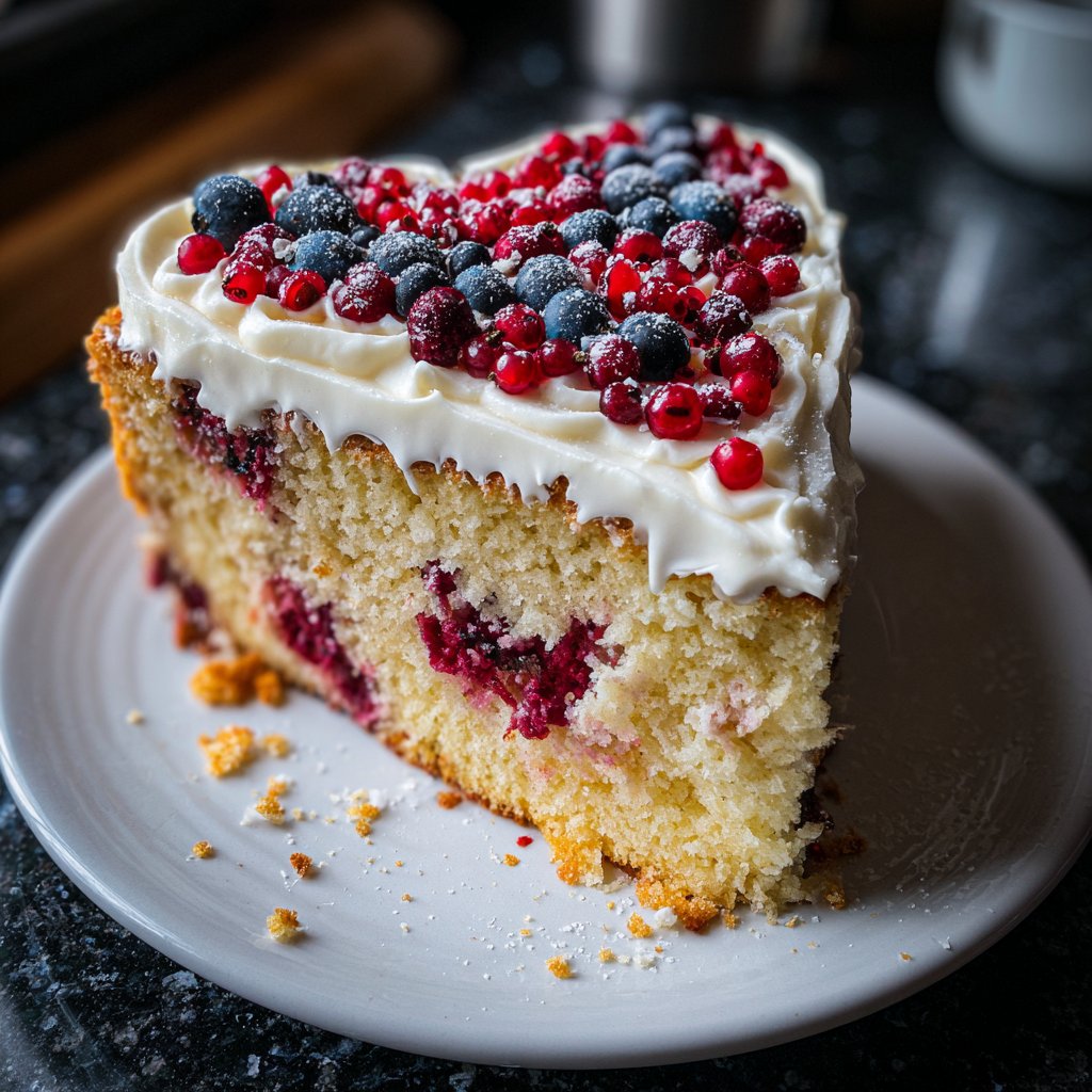 Kuchen zum Valentinstag mit Beeren