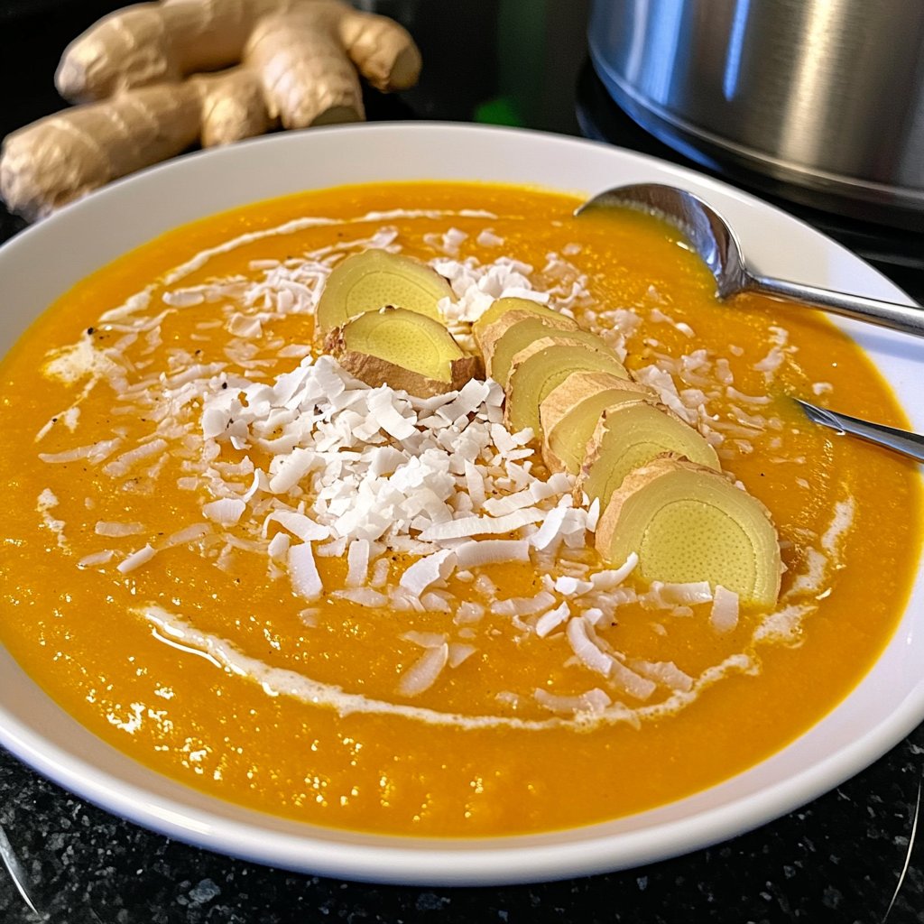 Butternut Kürbissuppe mit Ingwer und Kokos